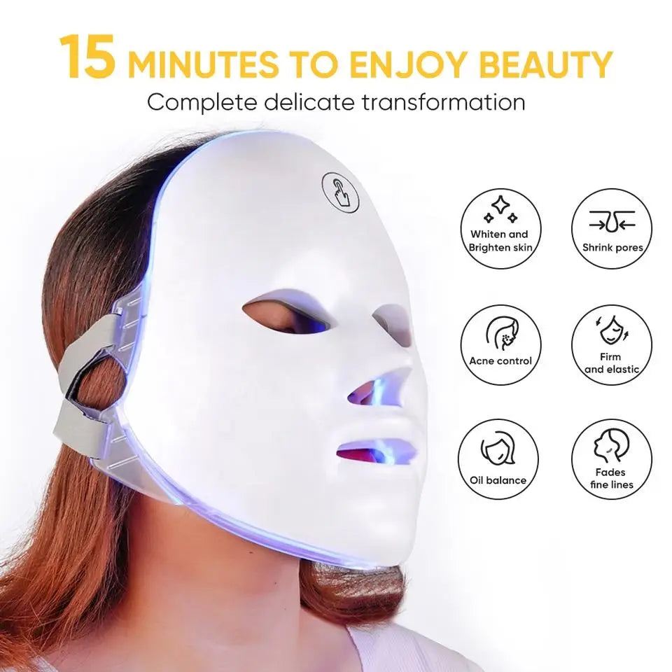 CAMMUO 7-Color LED Facial Mask | Photon Therapy Skin Care LED Facial Mask PLUSH