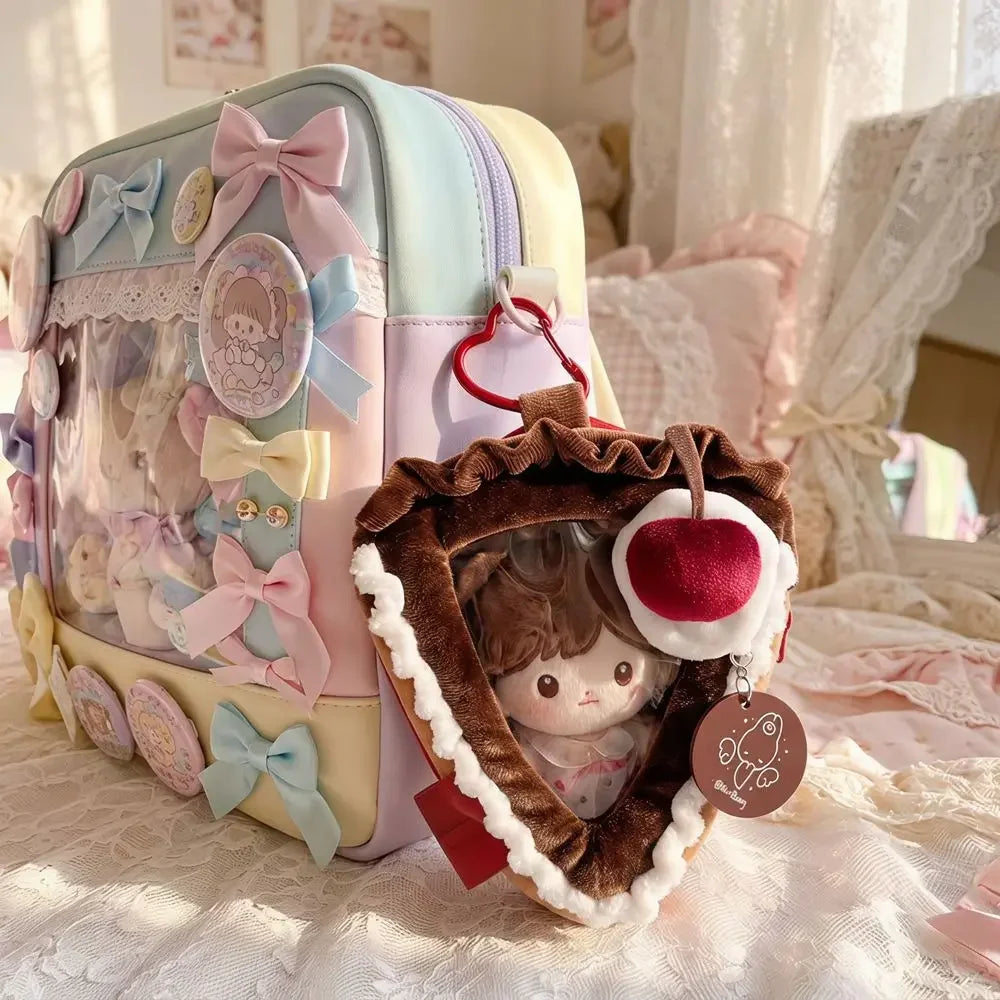 Transparent Strawberry Cake Bag Charm PVC Mini Display Pouch Bag Charm Pouch PLUSH