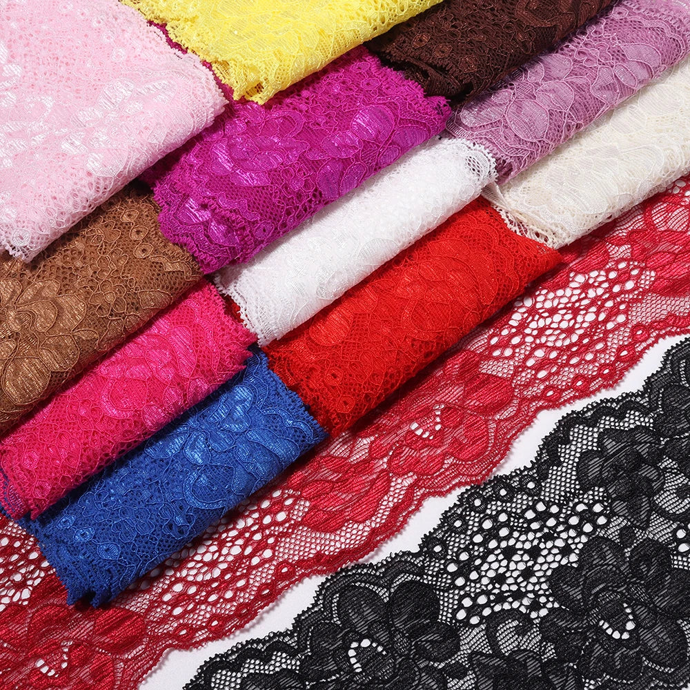 2 Yards 8cm Elastic Floral Lace Trim – DIY Sewing & Hairband Elastic Lace Trim PLUSH