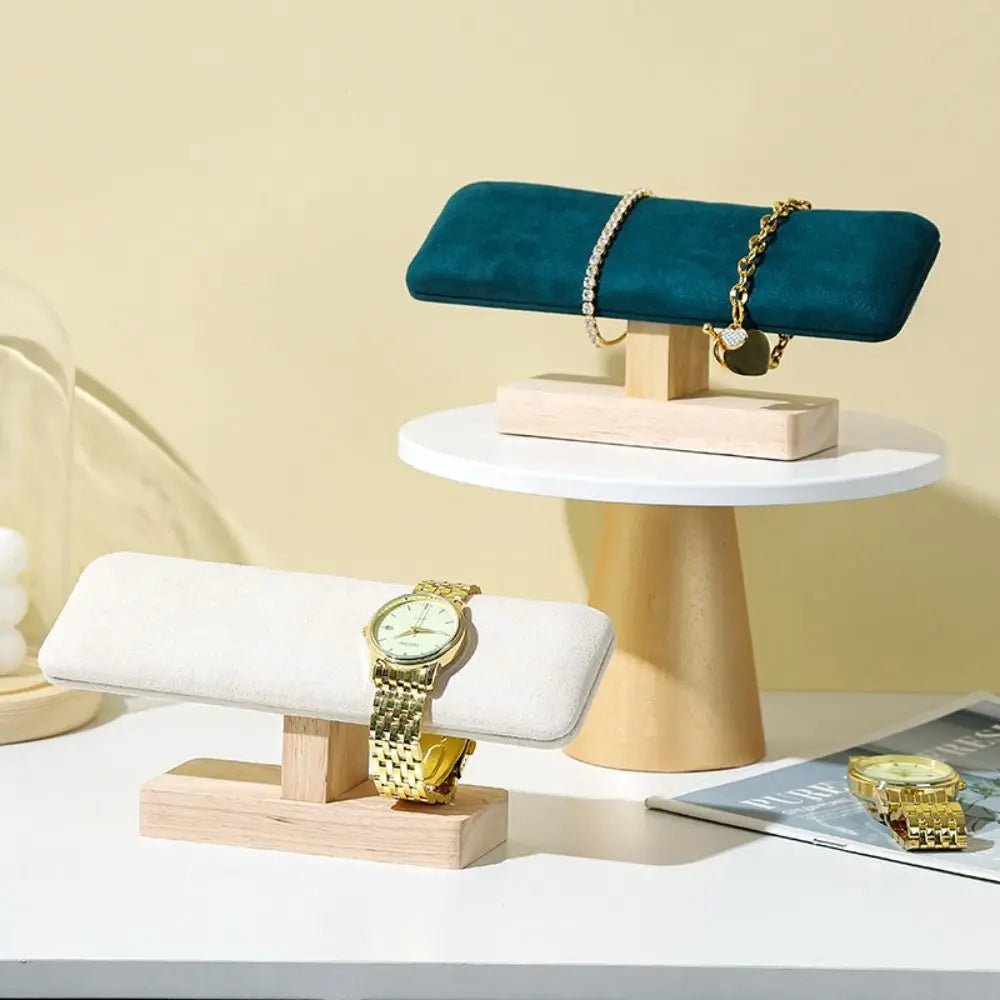 Velvet Wooden Bracelet Display Stand & Watch T-Bar Organizer Jewelry Display Stand PLUSH