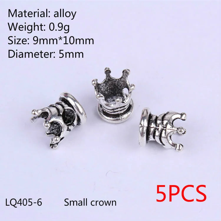 5pcs Metal Dreadlock Bead Cuffs Hair Braid Rings 3D Charms