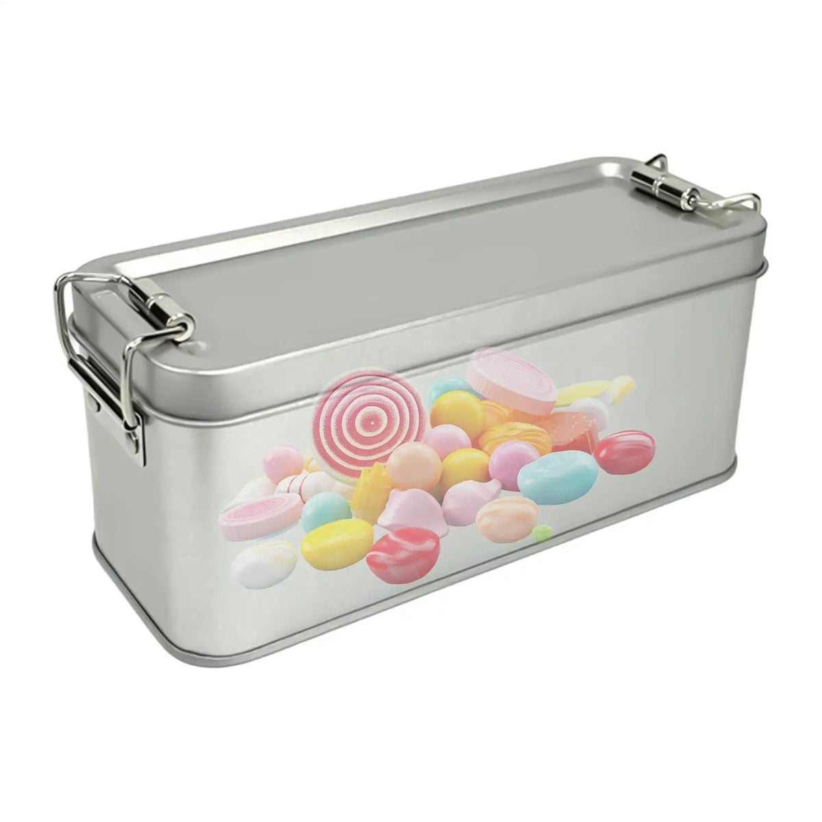 Rectangular Tinplate Tin Box with Buckle Lid | Storage & Gift Tin Storage Box PLUSH