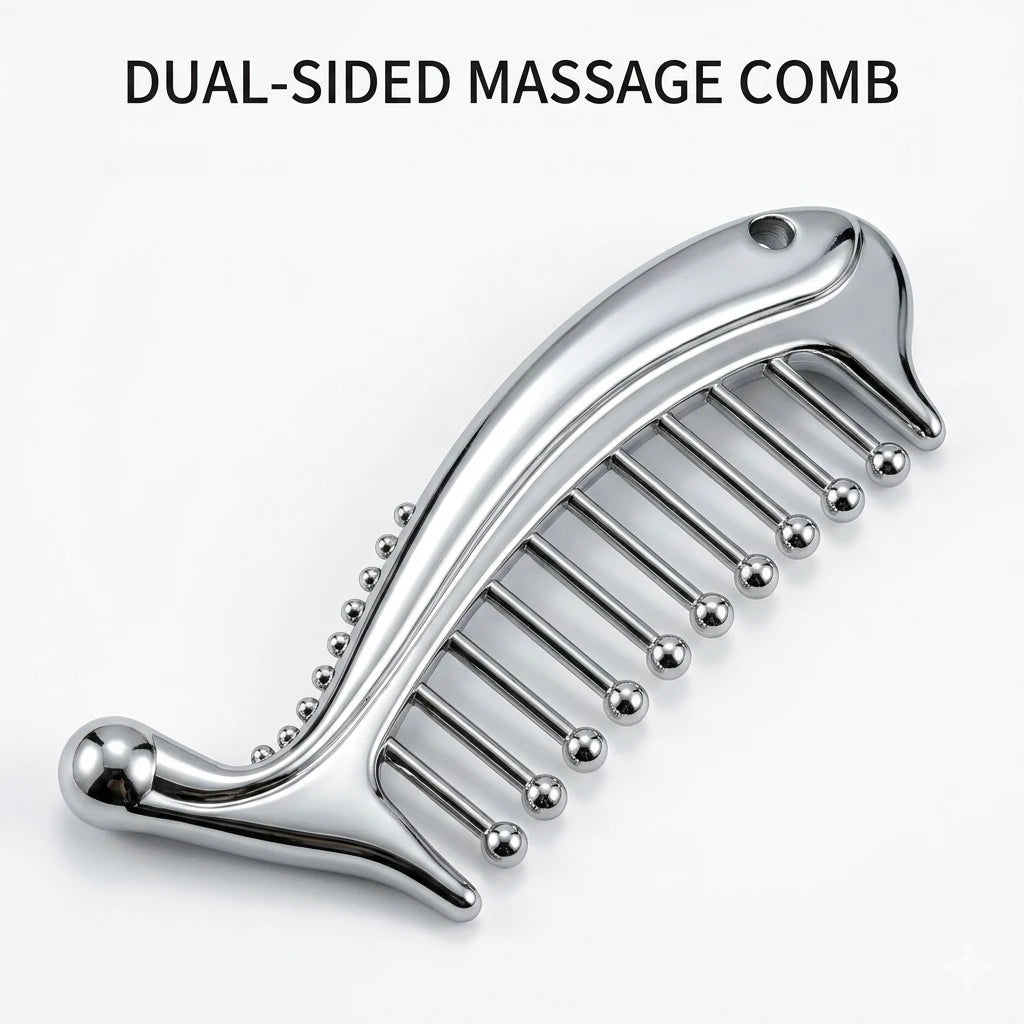 Stainless Steel Scalp Massager Comb & Gua Sha Tool Manual Massage Tool PLUSH Silvery B