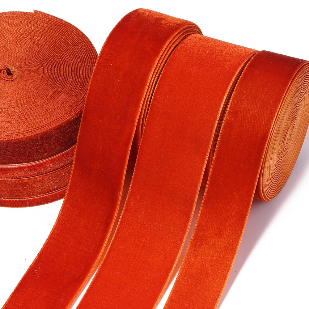 Orange Velvet Ribbon 6–38mm | DIY Gift Wrapping & Wedding Velvet Craft Ribbon PLUSH
