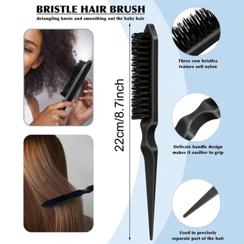 Bristle Slick Back Hair Brush – Edge Control & Ponytail Hair Styling Brush PLUSH