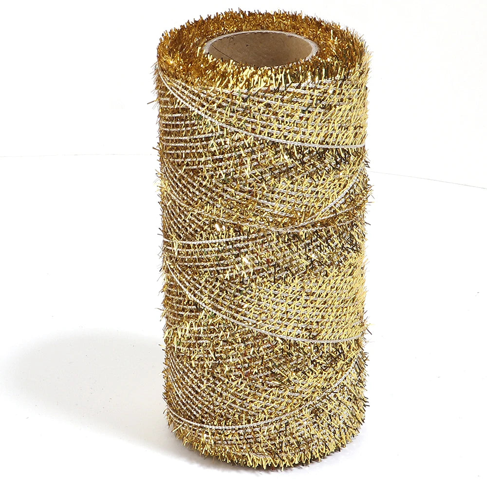 200 Yards Metallic Glitter Tinsel Yarn – DIY Gift & Craft Cord Craft Yarn Thread PLUSH gold