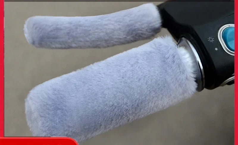 Winter Plush Motorcycle Handle Covers – Warm Non-Slip Grip Handlebar Hand Guards PLUSH Grey-10Set