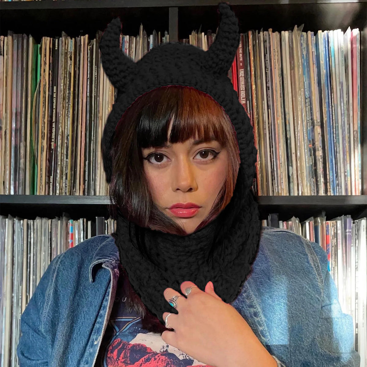 Devil Horn Knit Balaclava Mask | Halloween Beanie Cap Halloween Balaclava Mask PLUSH