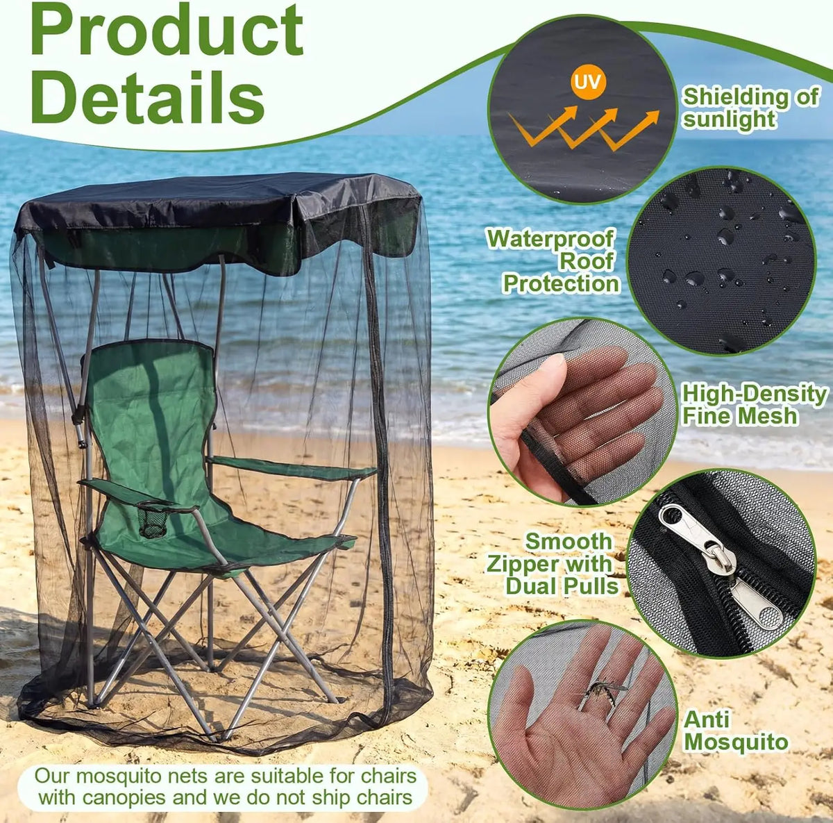 Outdoor Swing Mosquito Net – Hammock Chair Insect Screen Cover Hammock Mosquito Net PLUSH