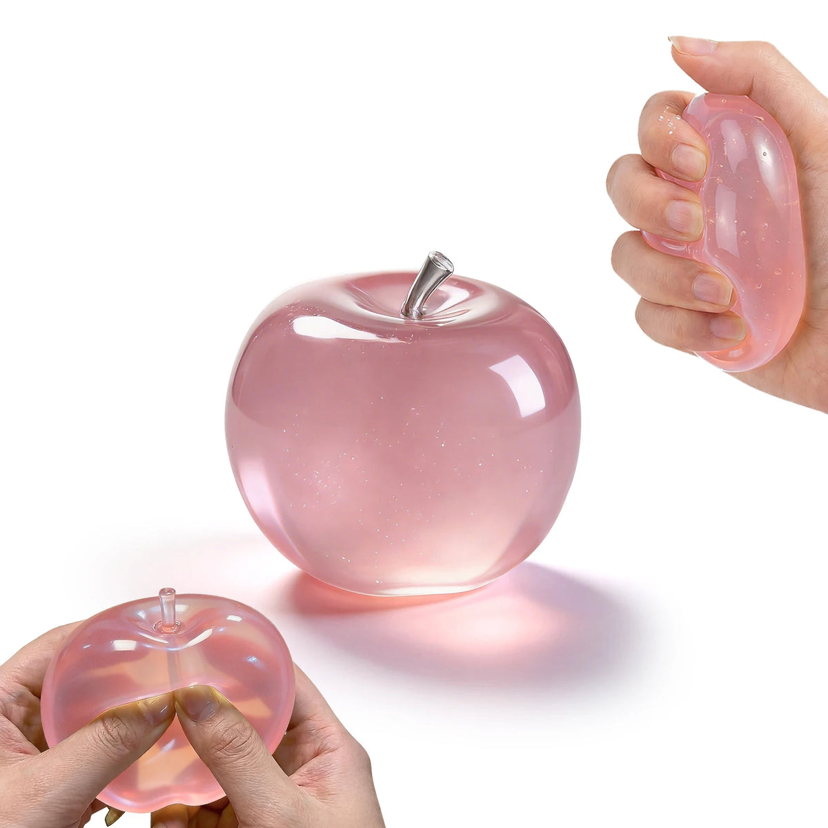 Glitter Crystal Apple Squishy Ball – 3D Sensory Fidget Toy Sensory Fidget Toy PLUSH Pink Apple