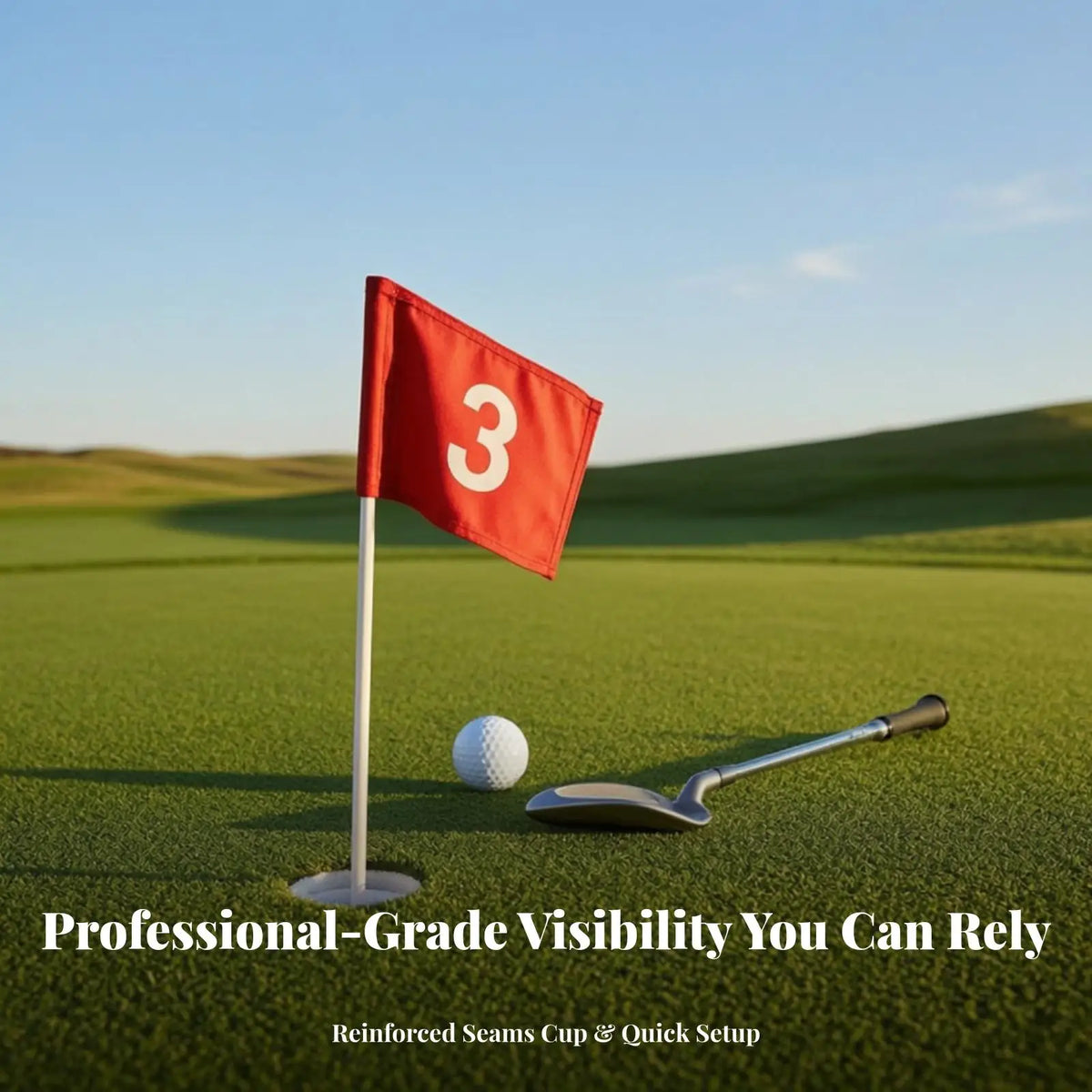 High Visibility Golf Practice Flag with Sleeve – Stitched Edges Golf Practice Flag PLUSH