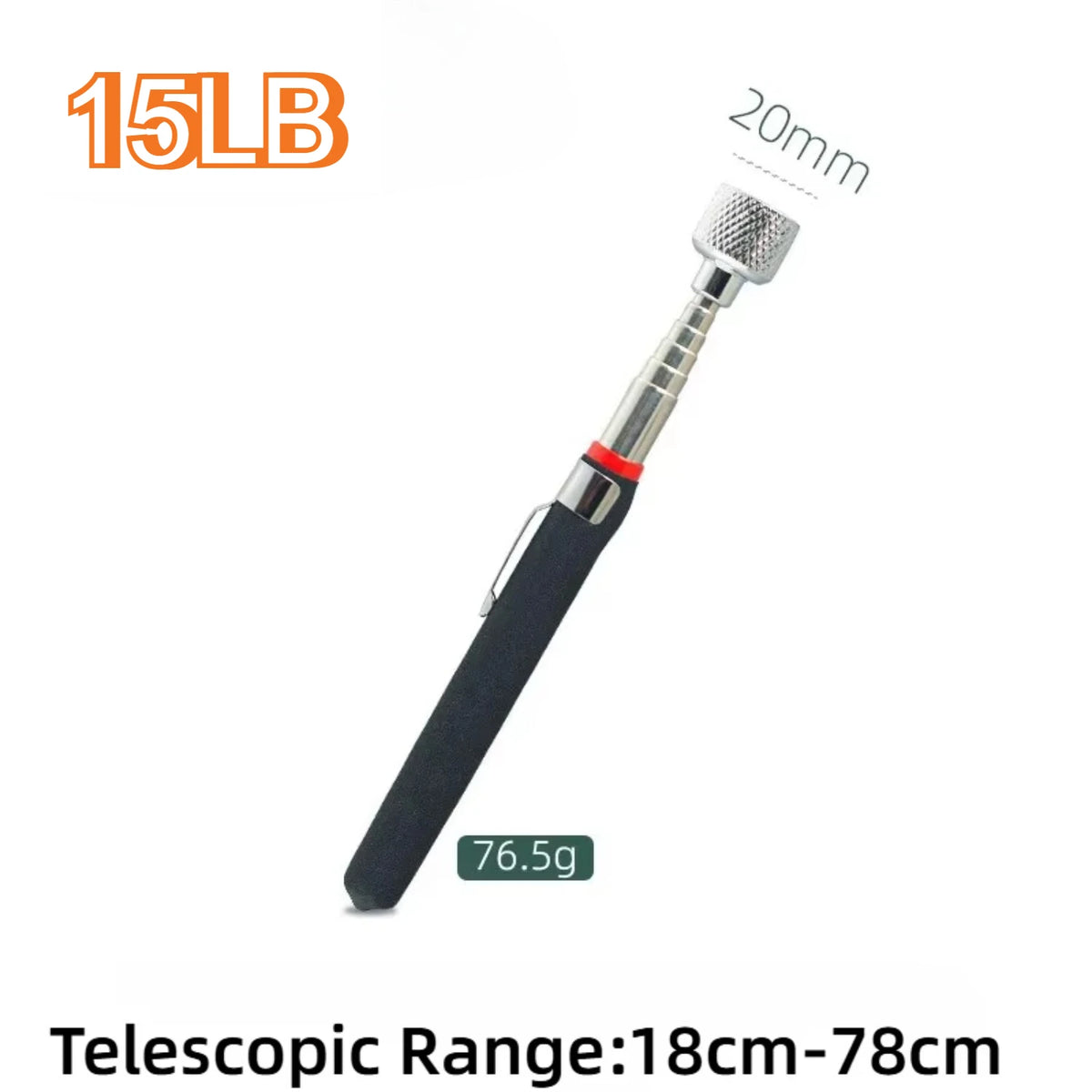 Telescopic Magnetic Pickup Stick & Inspection Mirror Tool Magnetic Pickup Tool PLUSH 15LB Black