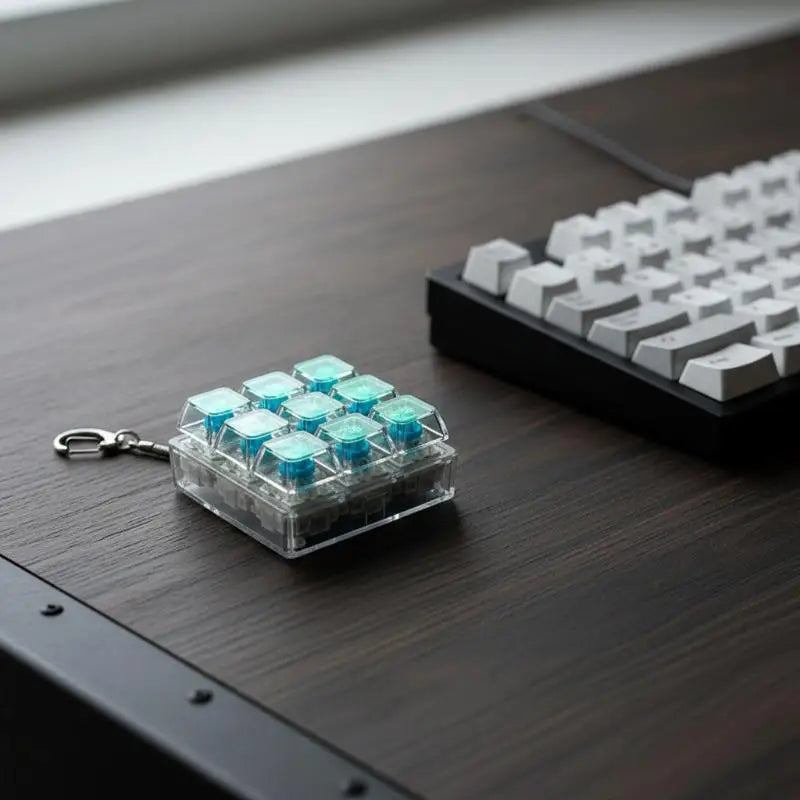 4 or 9-Key Fidget Keychain Toy | LED & Swappable Keycaps Fidget Keychain Toy PLUSH