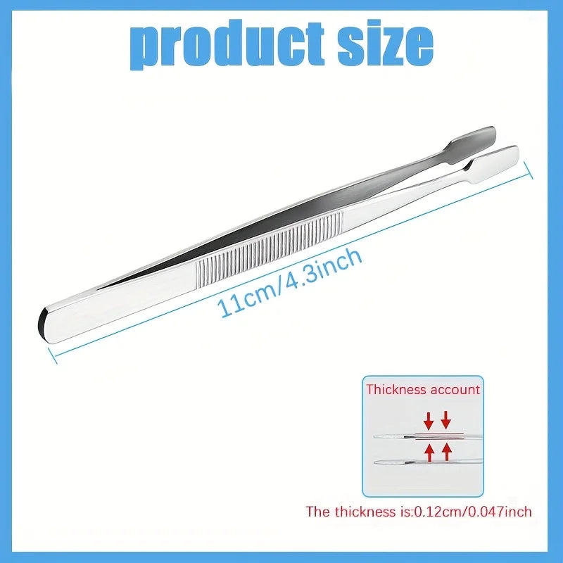 Stainless Steel Stamp Tweezers Flat Wide Tip – 1 or 2 Pcs Stamp Collecting Tweezers PLUSH