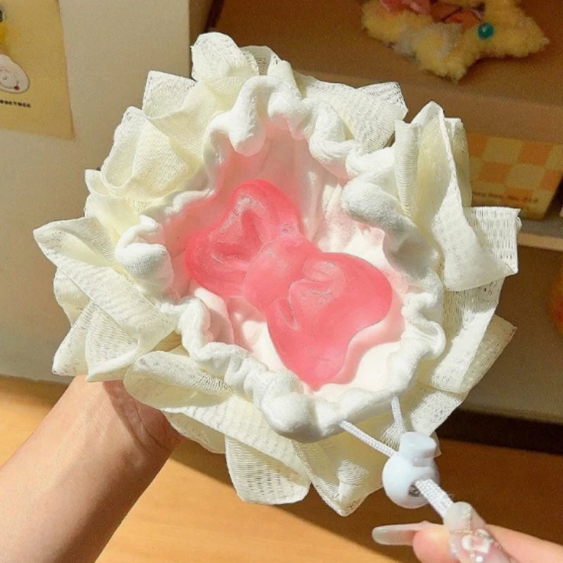 2-in-1 Loofah Bath Ball with Soap Dispenser | Body Scrub Loofah Bath Scrubber PLUSH