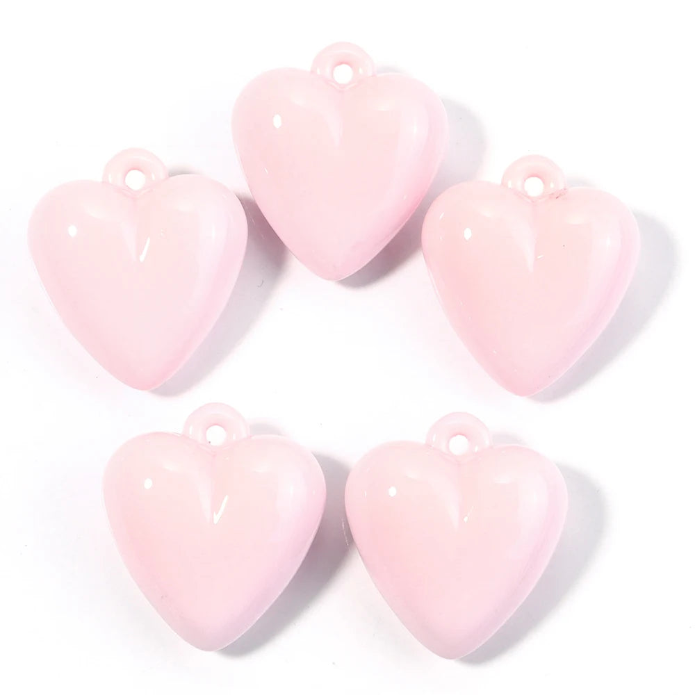 5pcs Colorful Acrylic Heart Charms Pendants 32x35mm DIY Jewelry Jewelry Charms PLUSH Pink