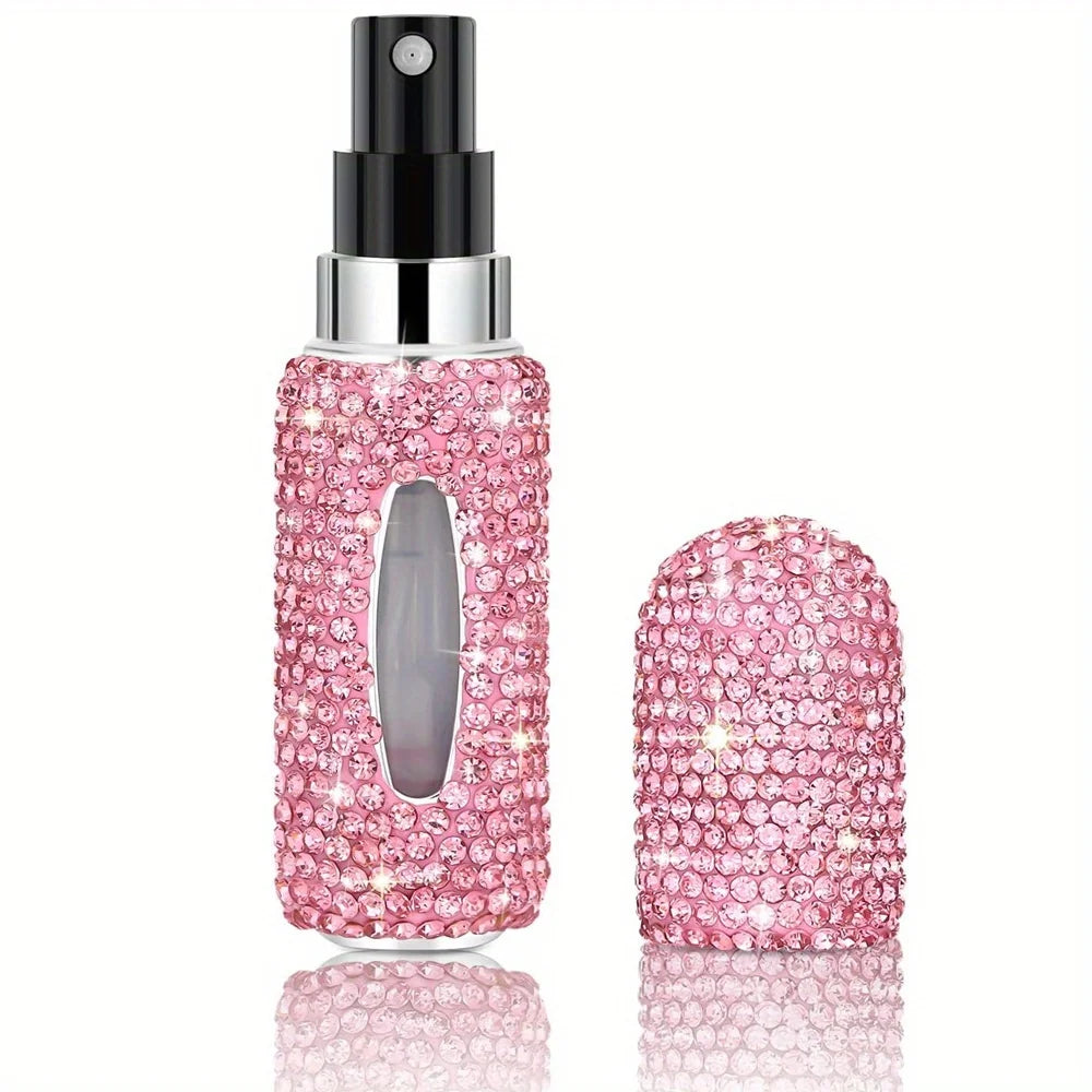 Rhinestone Perfume Atomizer 5ml – Refillable Travel Spray Bottle Perfume Atomizer PLUSH Pink 5ml