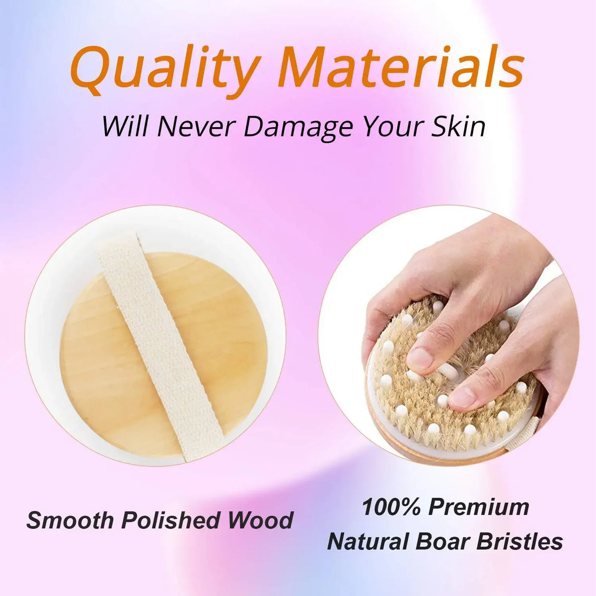 Natural Boar Bristle Body Brush – Wet & Dry Exfoliating Massage Body Exfoliating Brush PLUSH