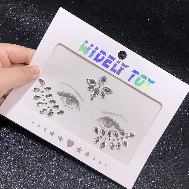 Crystal Face Gems Rhinestone Temporary Tattoo Stickers
