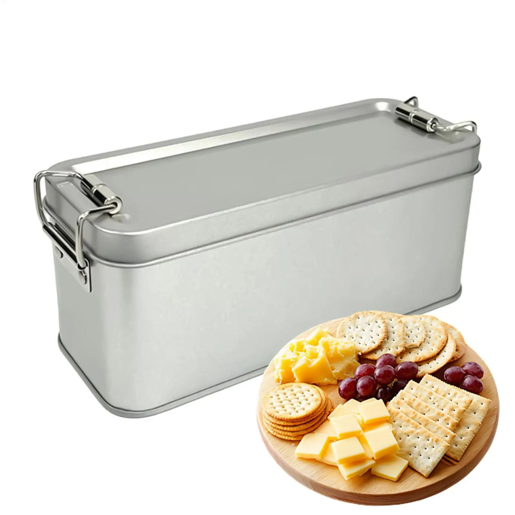 Rectangular Tinplate Tin Box with Buckle Lid | Storage & Gift Tin Storage Box PLUSH