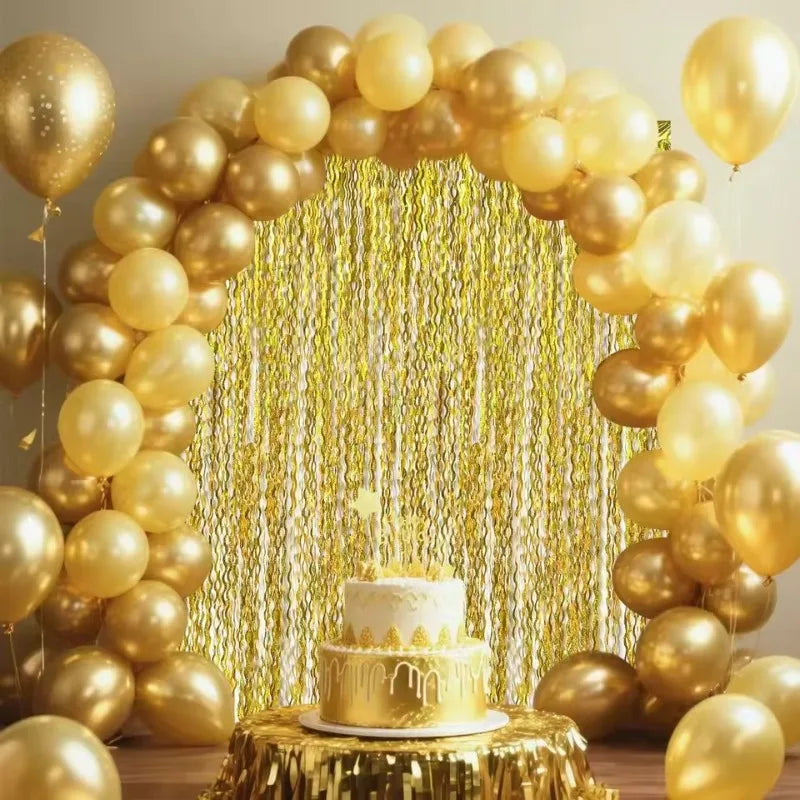 Foil Fringe Curtain Backdrop – Disco Party & Wedding Decor Party Backdrop Curtain PLUSH