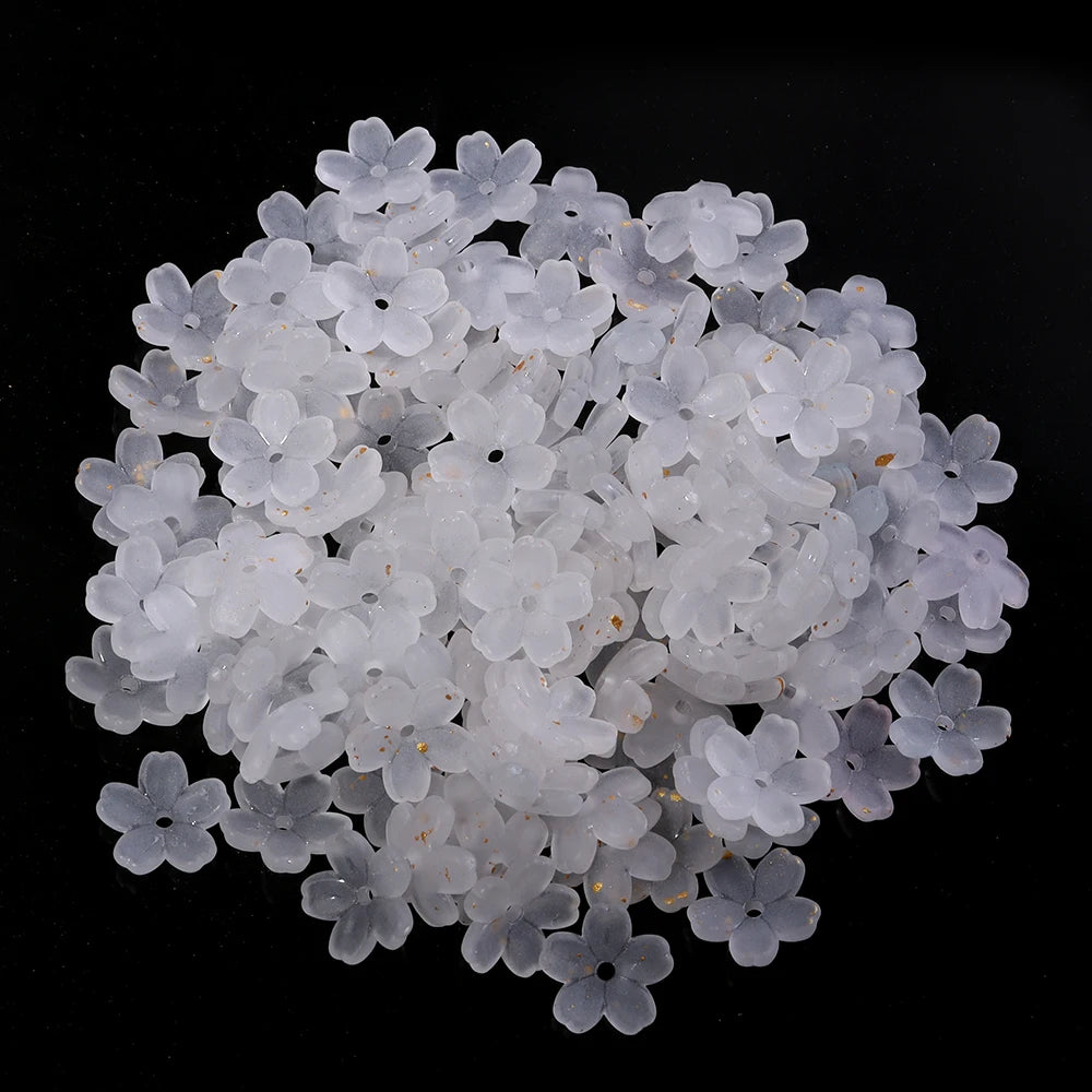200pcs 11mm Acrylic Flower Spacer Beads – DIY Jewelry Making Acrylic Flower Beads PLUSH White