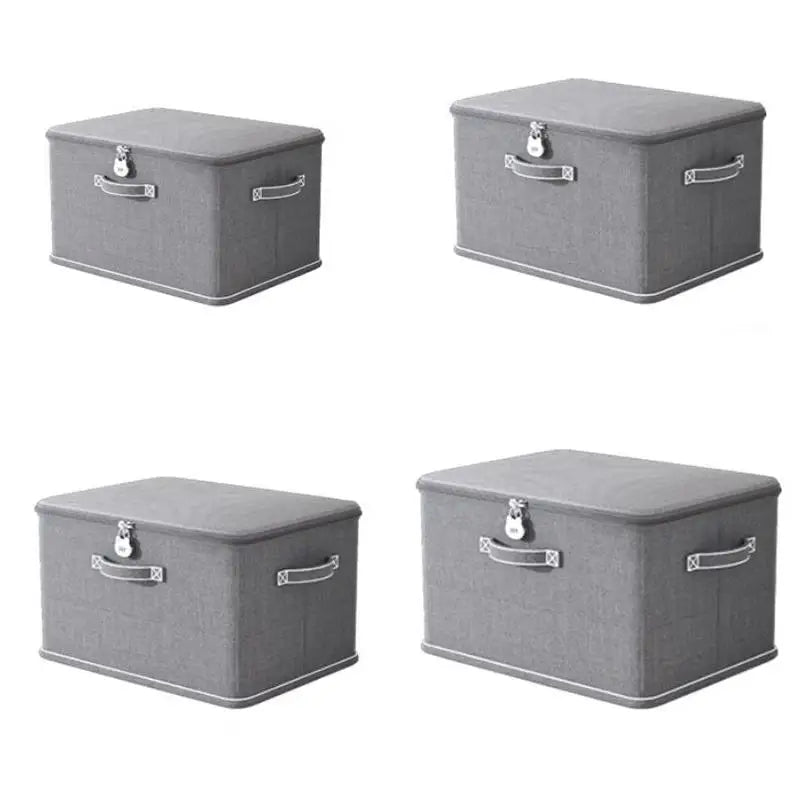 Large Foldable Fabric Storage Box with Password Lock – Grey Lockable Storage Box PLUSH