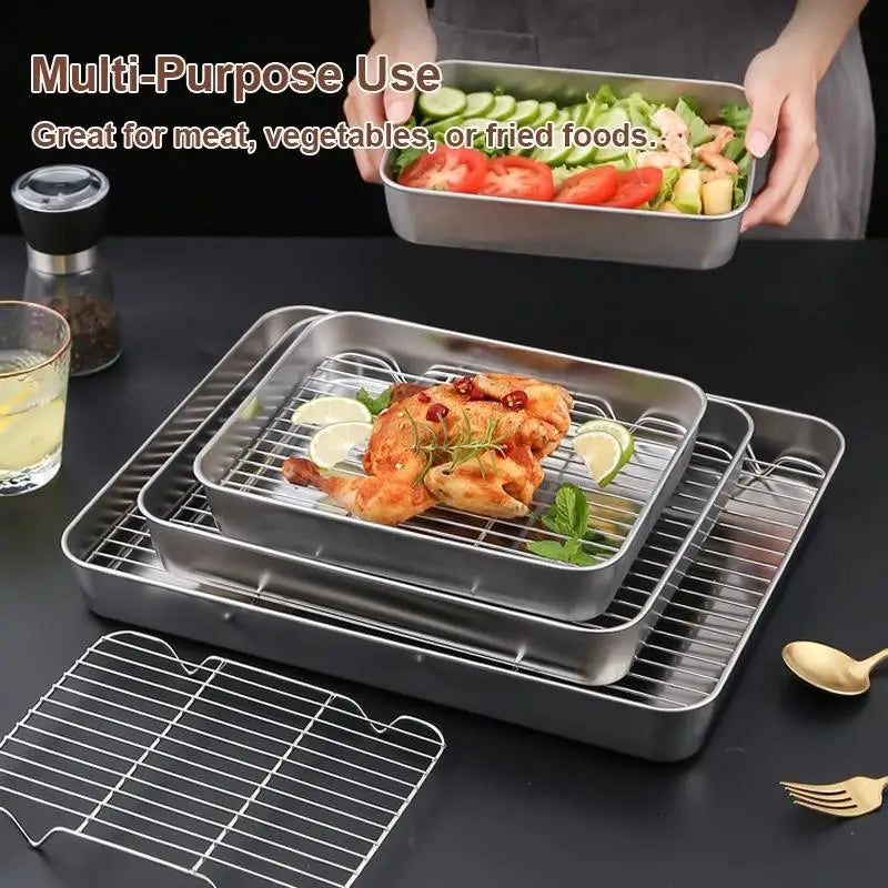 Stainless Steel Baking Tray & Cooling Rack Set | Oven Safe Baking Tray Set PLUSH