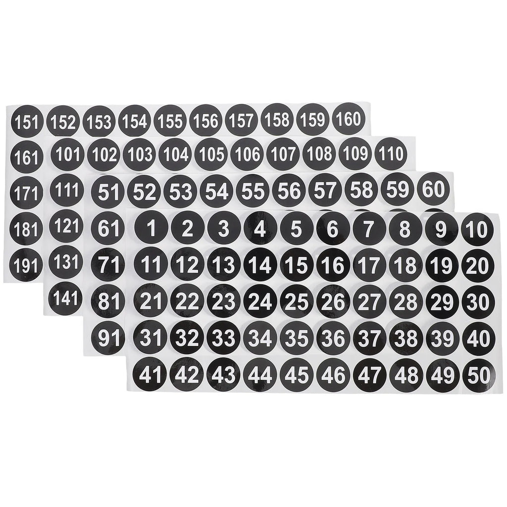 Round Vinyl Number Stickers 1–200 | 4 Sheets Adhesive Labels Adhesive Number Labels PLUSH