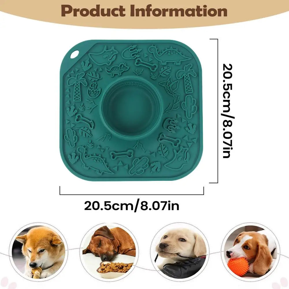 Silicone Dog Lick Mat – Slow Feeder with Suction Cup Dog Slow Feeder Mat PLUSH Green