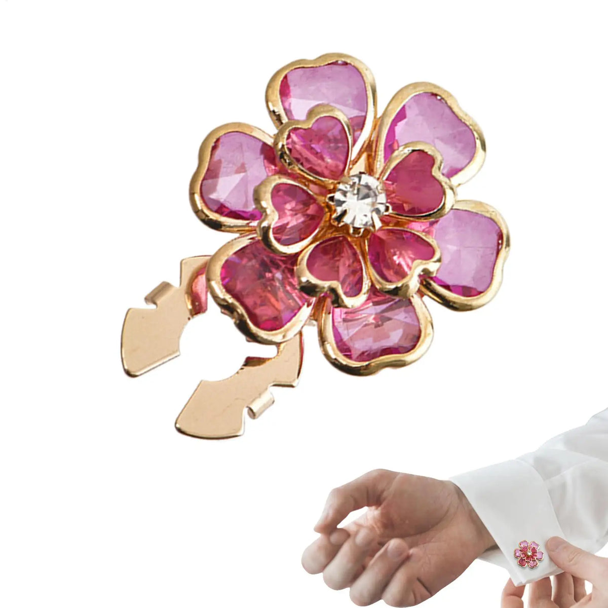 Camellia Flower Button Covers – Rhinestone Cufflinks Women Button Cover Cufflinks PLUSH
