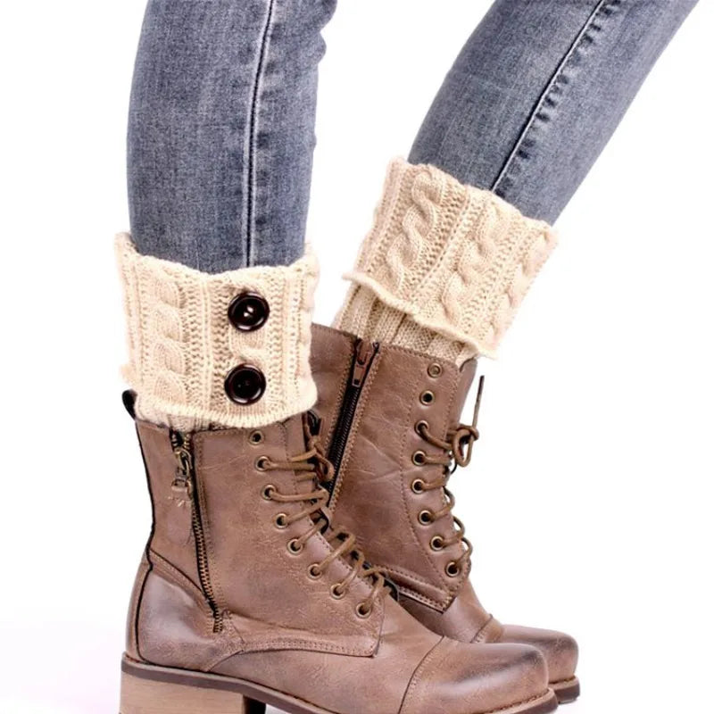 Cable Knit Button Ankle Leg Warmers – Women's Boot Toppers Ankle Leg Warmers PLUSH