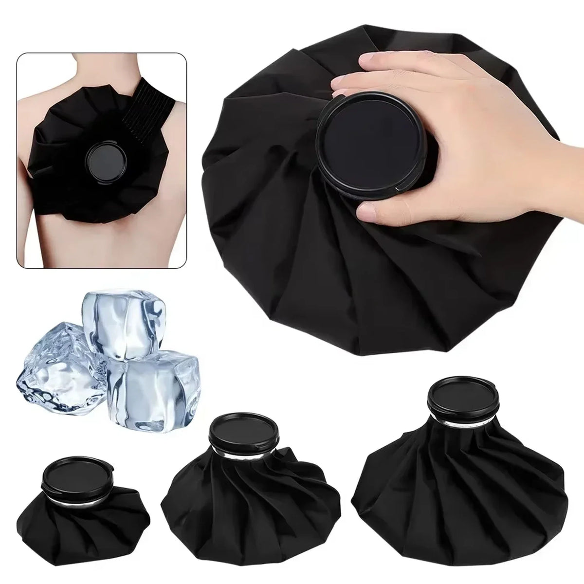 Hot & Cold Reusable Ice Pack Set – 3 Bags + Elastic Wrap Hot Cold Ice Pack PLUSH