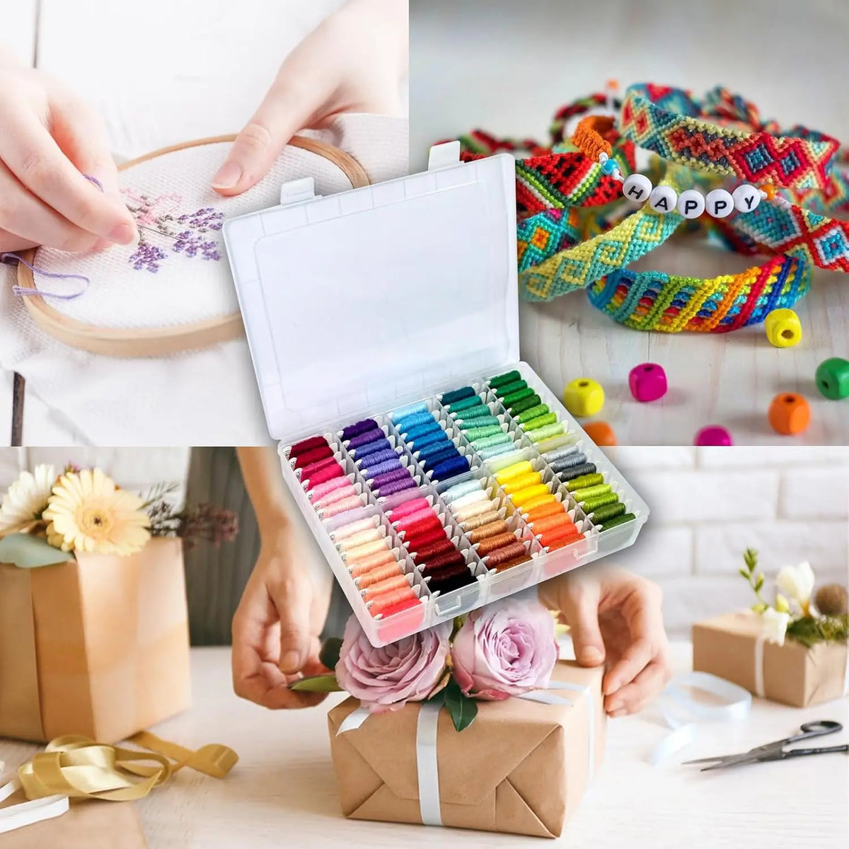 Embroidery Floss Thread Cards & Storage Box Set – Cross Stitch Embroidery Thread Organizer PLUSH