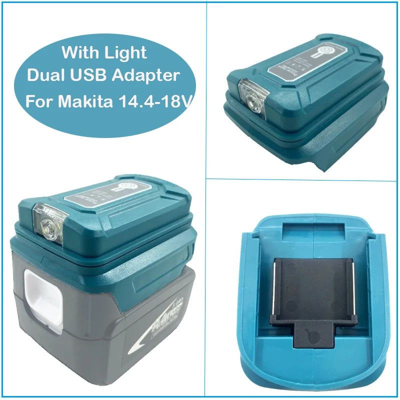 Makita DeWalt 18V Battery USB Adapter with LED Flashlight Battery USB Adapter PLUSH