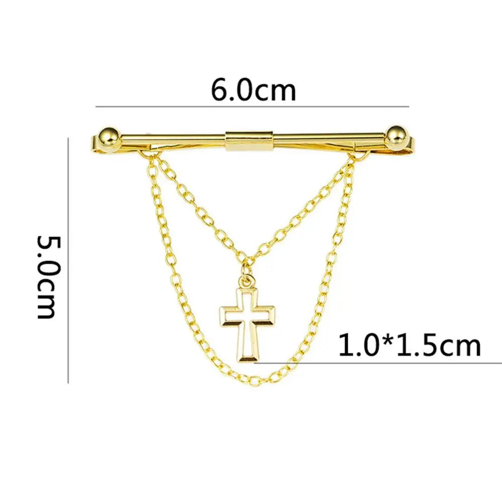 Alloy Cross Tassel Collar Clip Tie Bar for Men & Women Collar Clip PLUSH