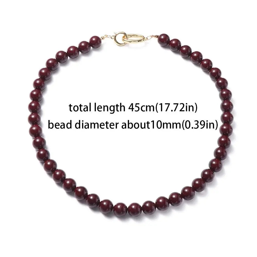 Vintage Vermilion Red Beaded Choker | Imitation Crystal Necklace Beaded Choker Necklace PLUSH