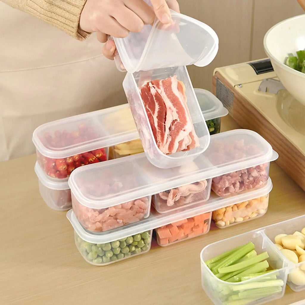 Clear 2/3 Grid Fridge Organizer Box | Stackable Food Storage Food Storage Organizer PLUSH