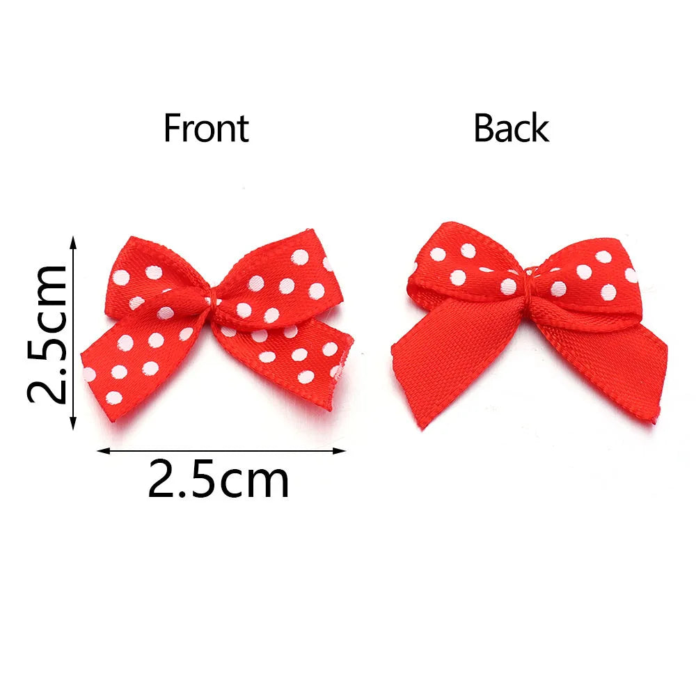 30pcs Mini Polka Dot Ribbon Bows 2.5cm – DIY Craft Decor Ribbon Bows PLUSH