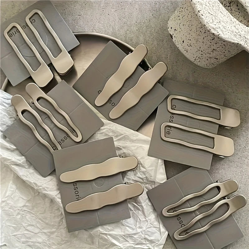 6pcs Silver Hair Clips – Wave, Geometric & Droplet Barrettes Hair Clips Barrettes PLUSH