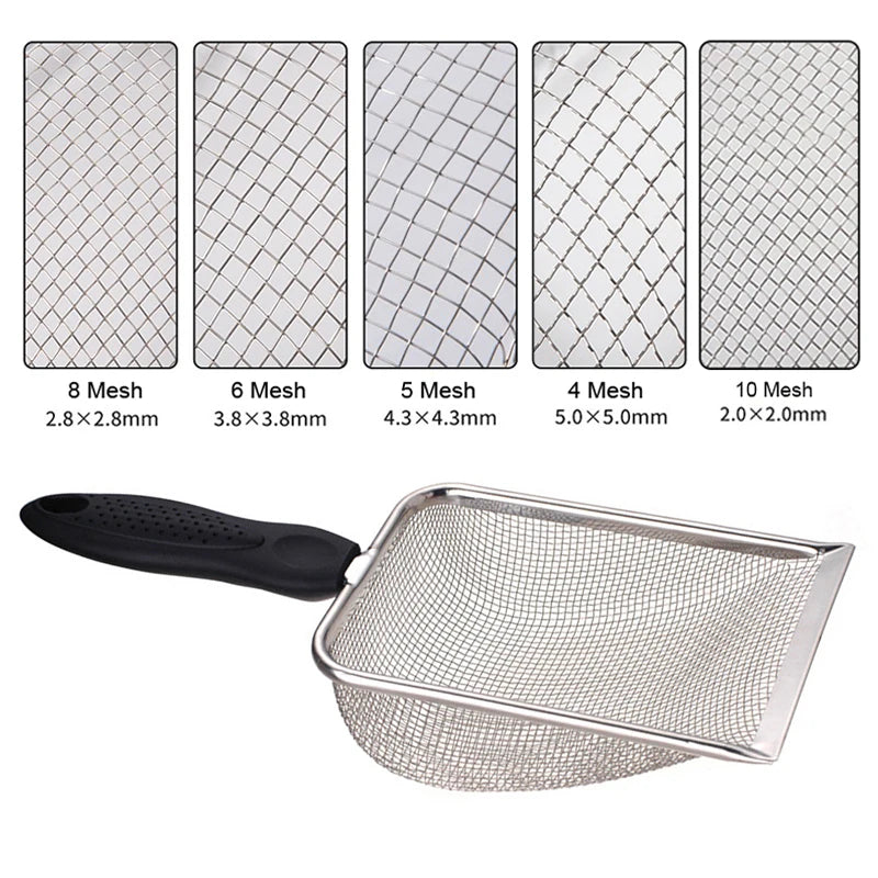 Stainless Steel Reptile & Cat Litter Mesh Scoop Shovel Reptile Litter Scoop PLUSH