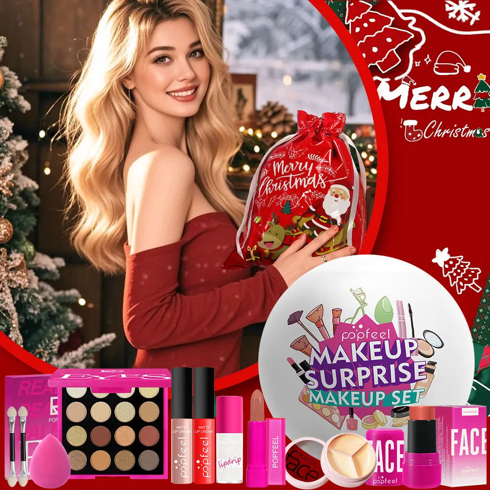 POPFEEL 9-Piece Christmas Makeup Ball Gift Set – Holiday Cosmetics Makeup Gift Set PLUSH