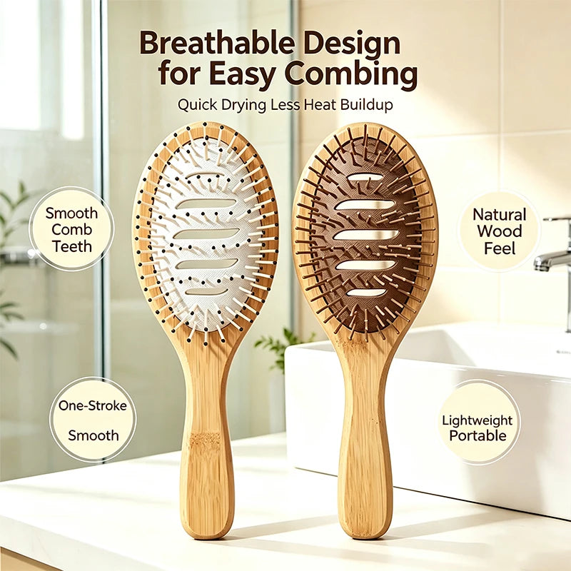 Hollow Air Cushion Hair Brush – Wet & Dry Wood Comb Air Cushion Hair Brush PLUSH