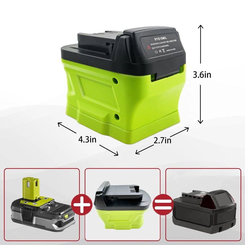 Ryobi 18V ONE+ Battery Adapter Converter for Milwaukee 18V Tools Battery Adapter Converter PLUSH