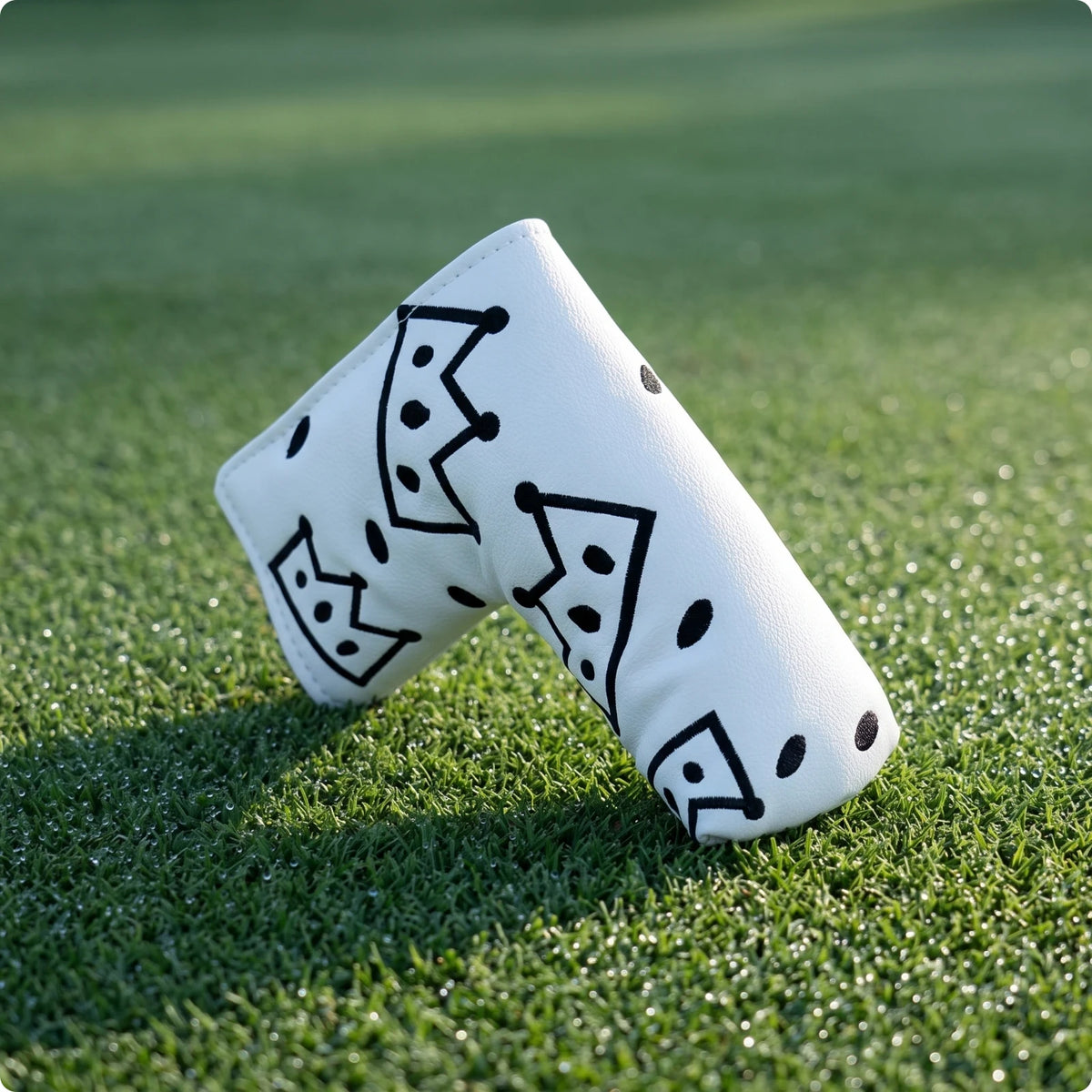 Premium PU Leather Golf Putter Headcover – Soft Lined Cover Golf Putter Headcover PLUSH White
