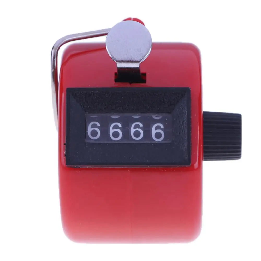 4-Digit Metal Hand Tally Counter – Manual Clicker Counter Manual Tally Counter PLUSH red