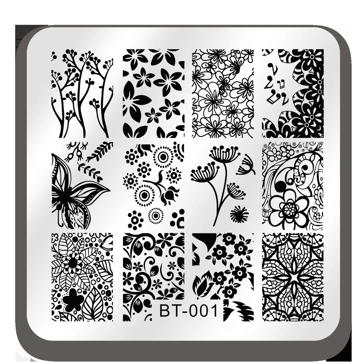 Nail Stamping Plates – Marble Leaves & Animals Stencils Nail Stamping Plate PLUSH BT01