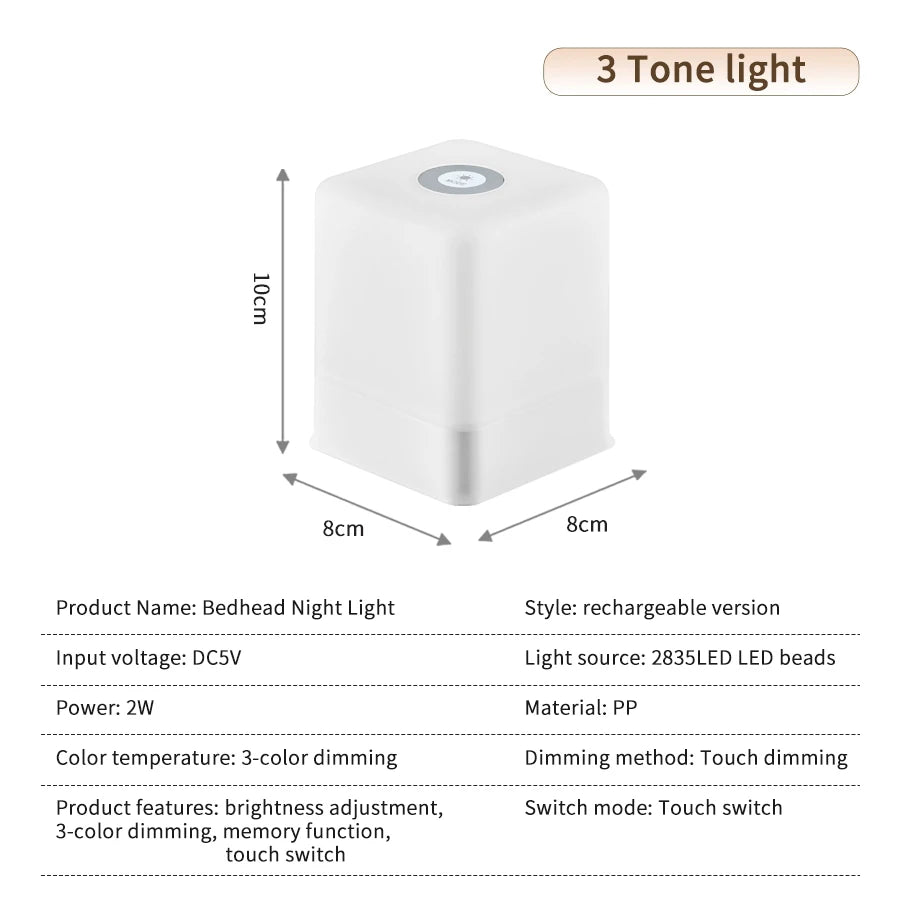 RGB LED Rechargeable Table Lamp – Dimmable Bedside Night Light LED Table Lamp PLUSH