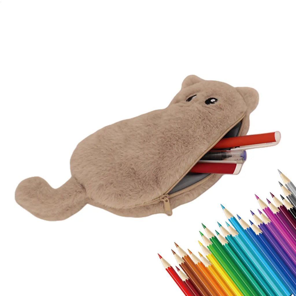 Cartoon Cat Plush Pencil Case – Large Capacity Organizer Plush Pencil Case PLUSH