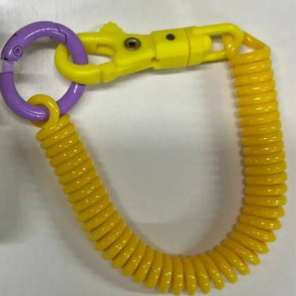 Stretchy Coil Spring Keychain Lobster Clasp | Anti-Lost Key Ring Spring Coil Keychain PLUSH Yellow